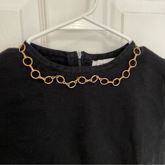 ZARA Knit Black Cropped Short Sleeve Chain Detail Collar Top Women’s Size S - Picture 3 of 8